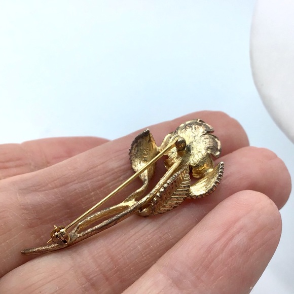 🌺RARE Vintage Gold & Genuine Diamond Brooch - Picture 5 of 16